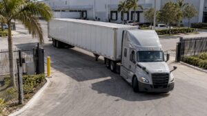 WB-67 truck turning through facility gate